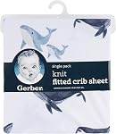 Gerber Crib Sheet - Ultra-Soft Fitted Baby Sheet for Standard Crib & Toddler Mattress - Breathable & Cozy Nursery Bedding - Coastal Calm - Whales