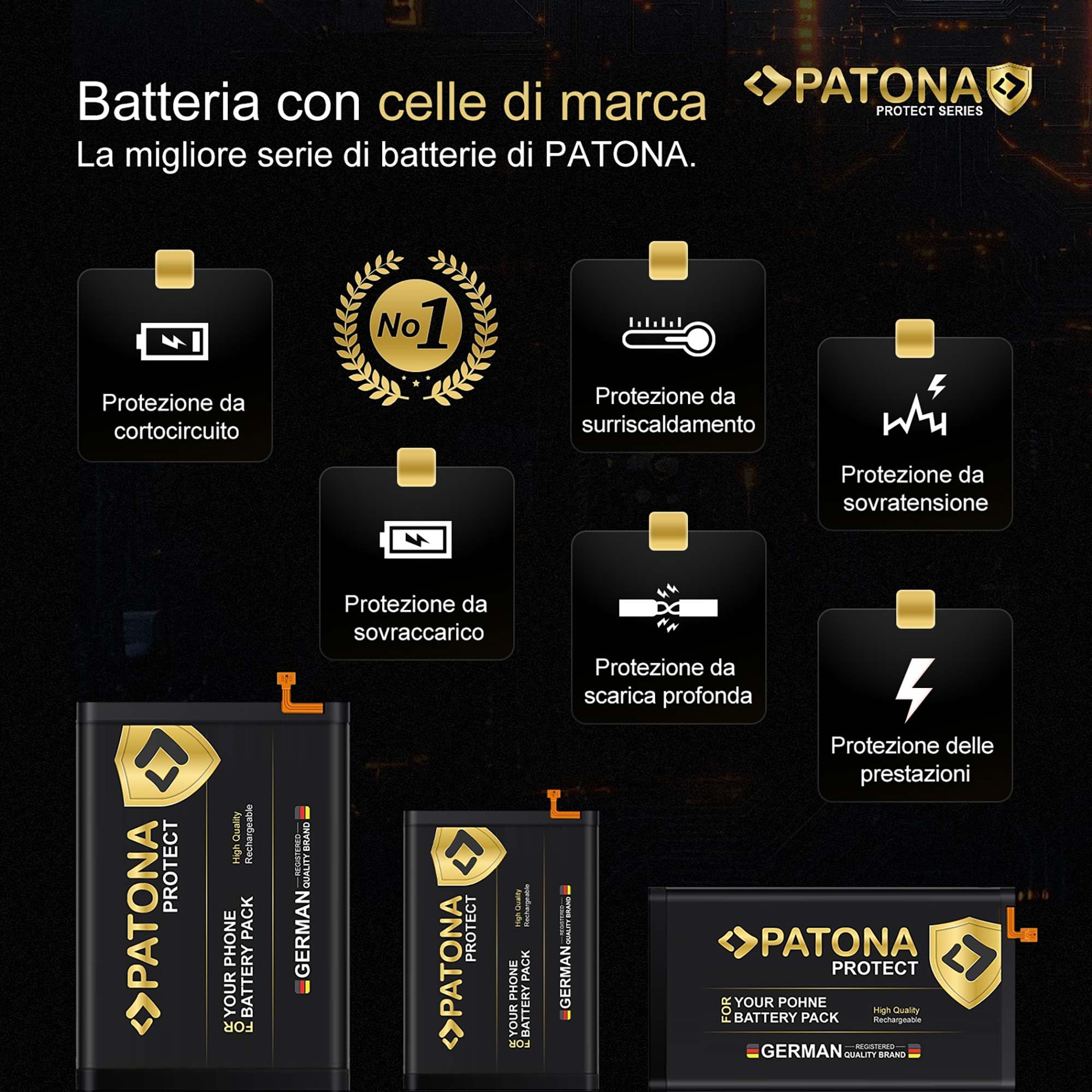 PATONA PROTECT Batteria ricambio per Samsung Galaxy S10 EB-BG973ABU Smartphone – 3400mAh Li-Polymer con Sensore NTC, Protezione Sovraccarico e Scarica, con Kit Installazione