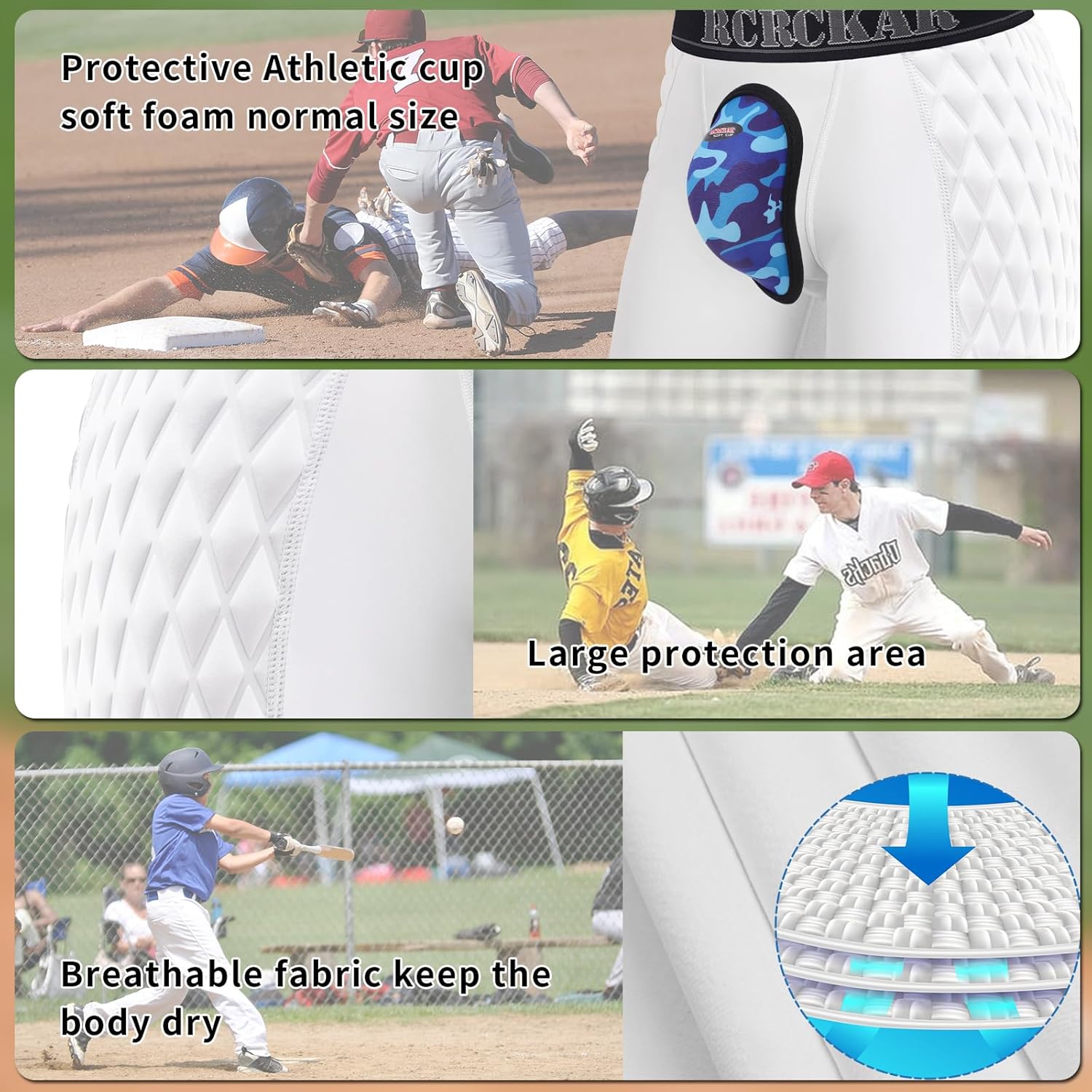 Youth Boys Baseball Sliding Shorts Protective Athletic Compression Underwear w/Cup Baseball Football Lacrosse