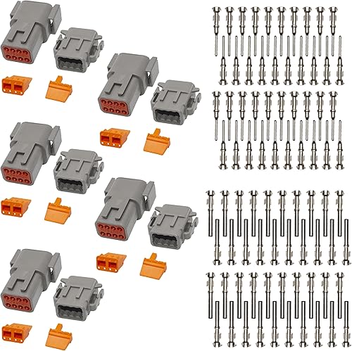 Miniatura 10 de Deutsch DTM - Conectores de 3 pines, color gris, 6 juegos, conectores de cable eléctrico impermeables con contactos estampados y enchufe de sello
