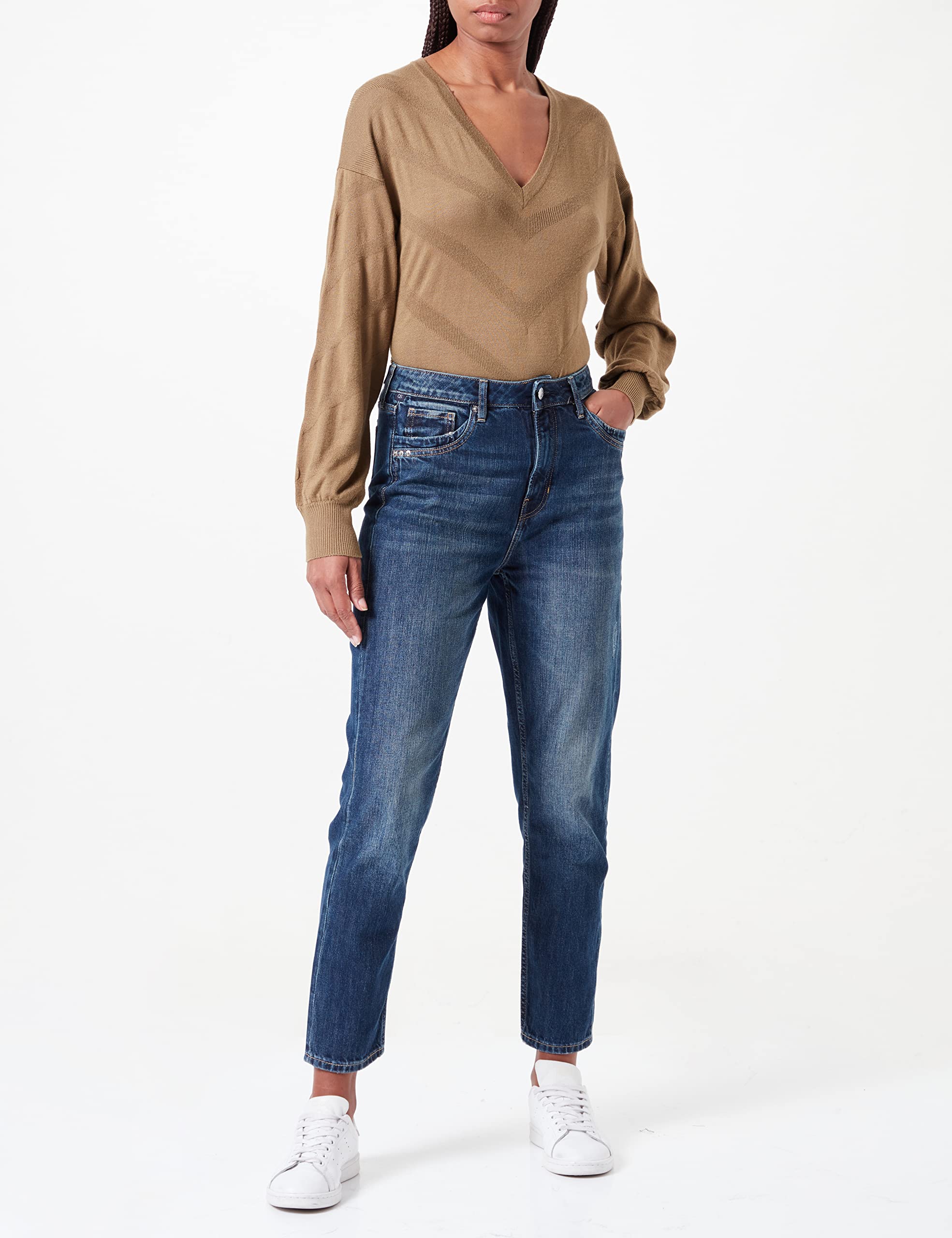 Q/S designed by jeansy damskie 7/8 mom fit, Blau, 42