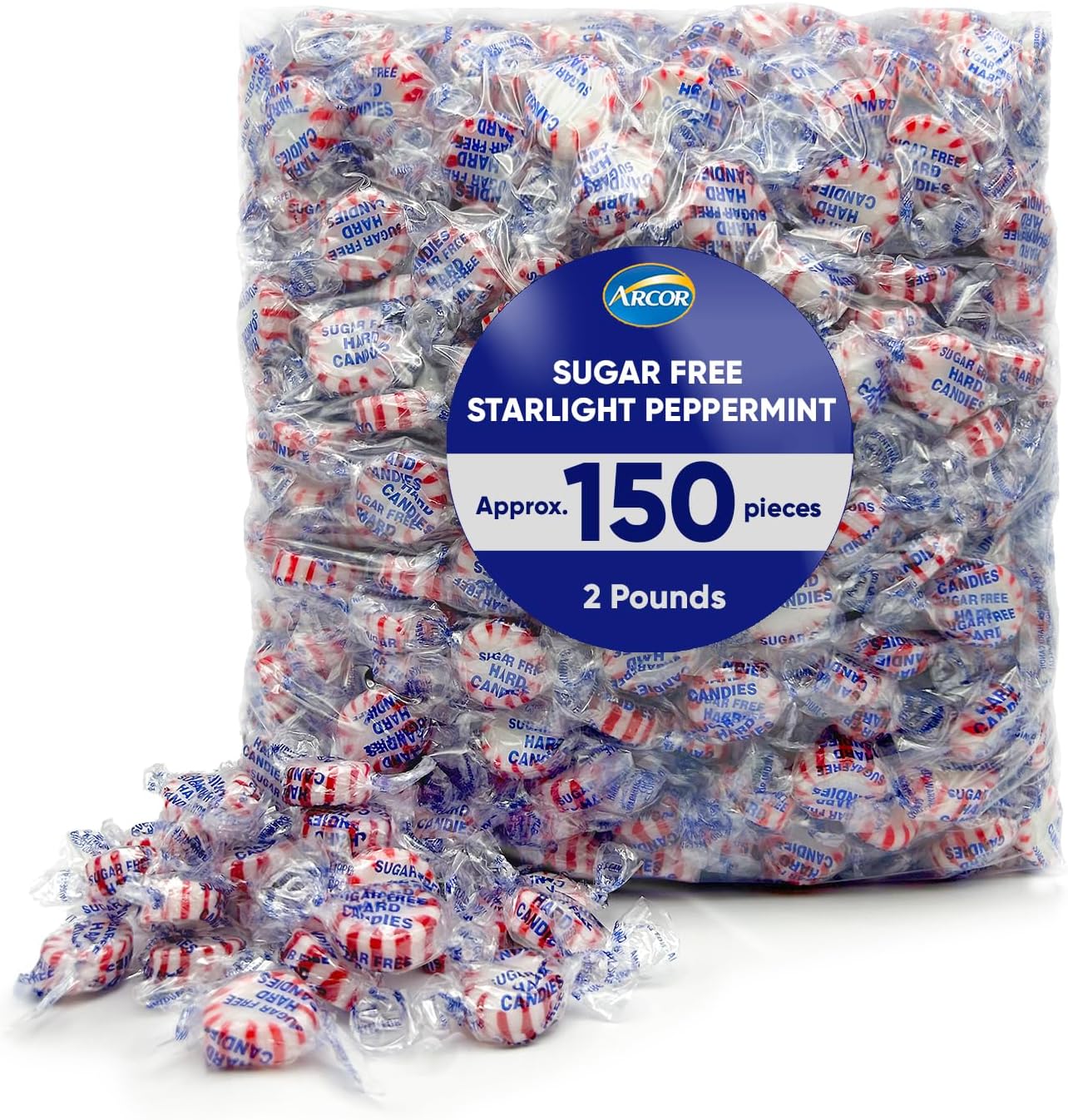 Arcor Starlight Peppermint Sugar Free Hard Candy 2 Pounds Approx 150 Sugar Free