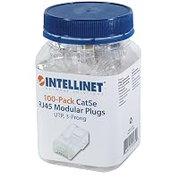 INTELLINET 502399 Confezione 100 Plug RJ45 per Cavo Rigido Cat.5e UTP Trasparente