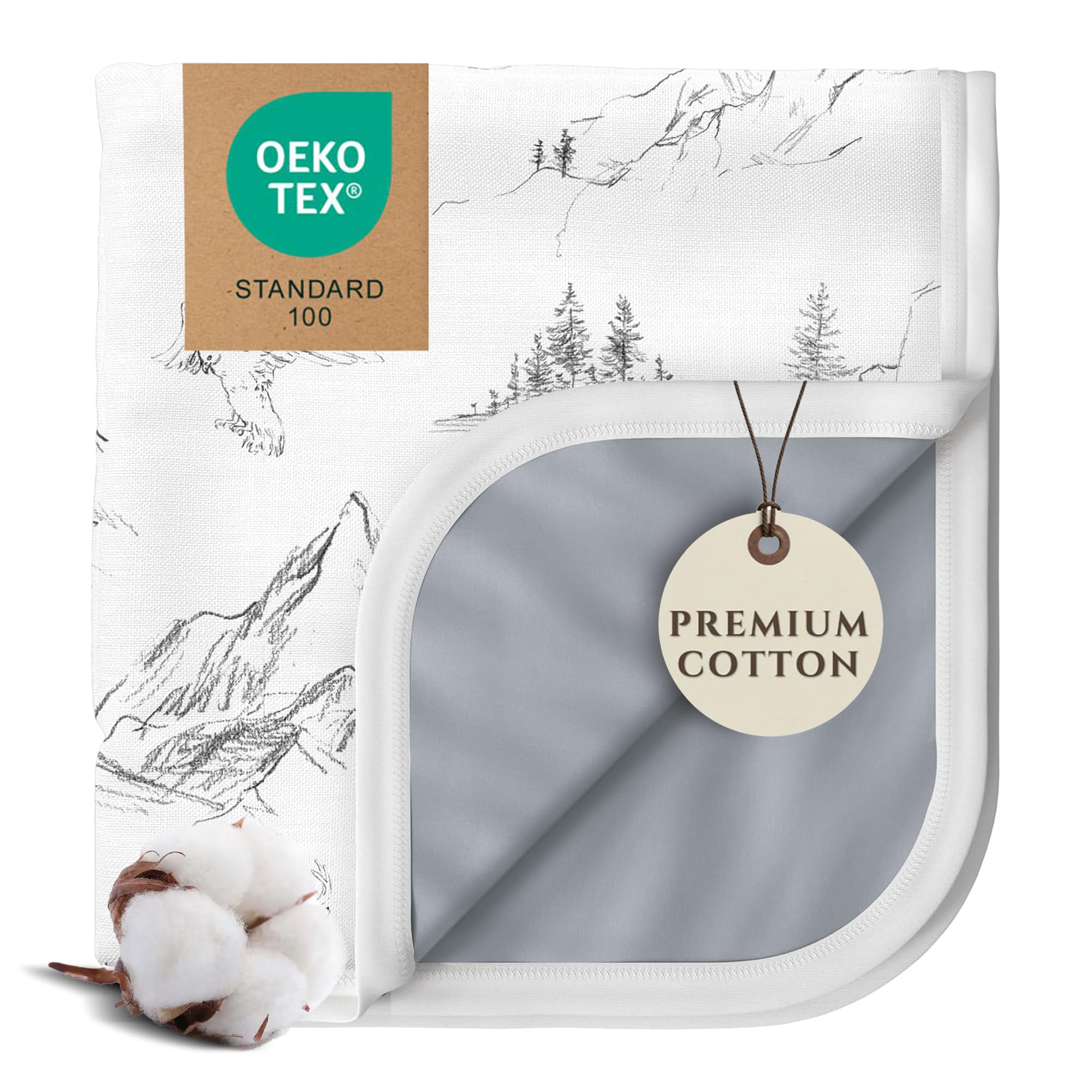 Pobibaby Manta premium de 3 capas para bebés y niños pequeños, mezcla de algodón ultrasuave, mantas transpirables para niños y niñas, manta suave de 50 x 50 pulgadas, diseño neutro (explorar