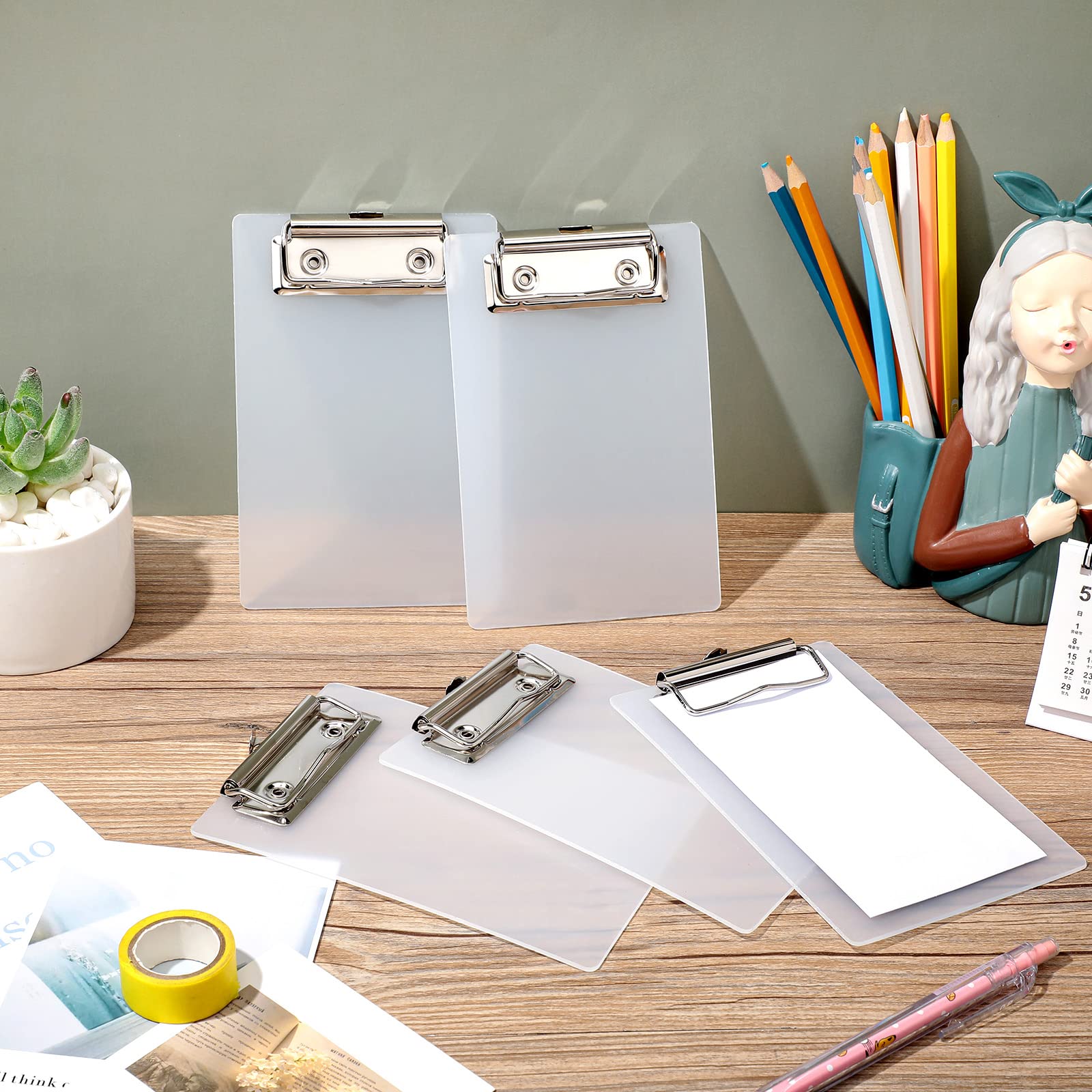 6 Pack Mini Clipboards - 4x6 Inch Small Plastic Clip Boards For Notes, Receipts, Orders