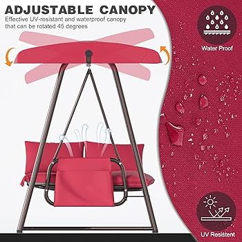 Amazon.com : 3 to 4 Person Porch Swing with Canopy Outdoor 2