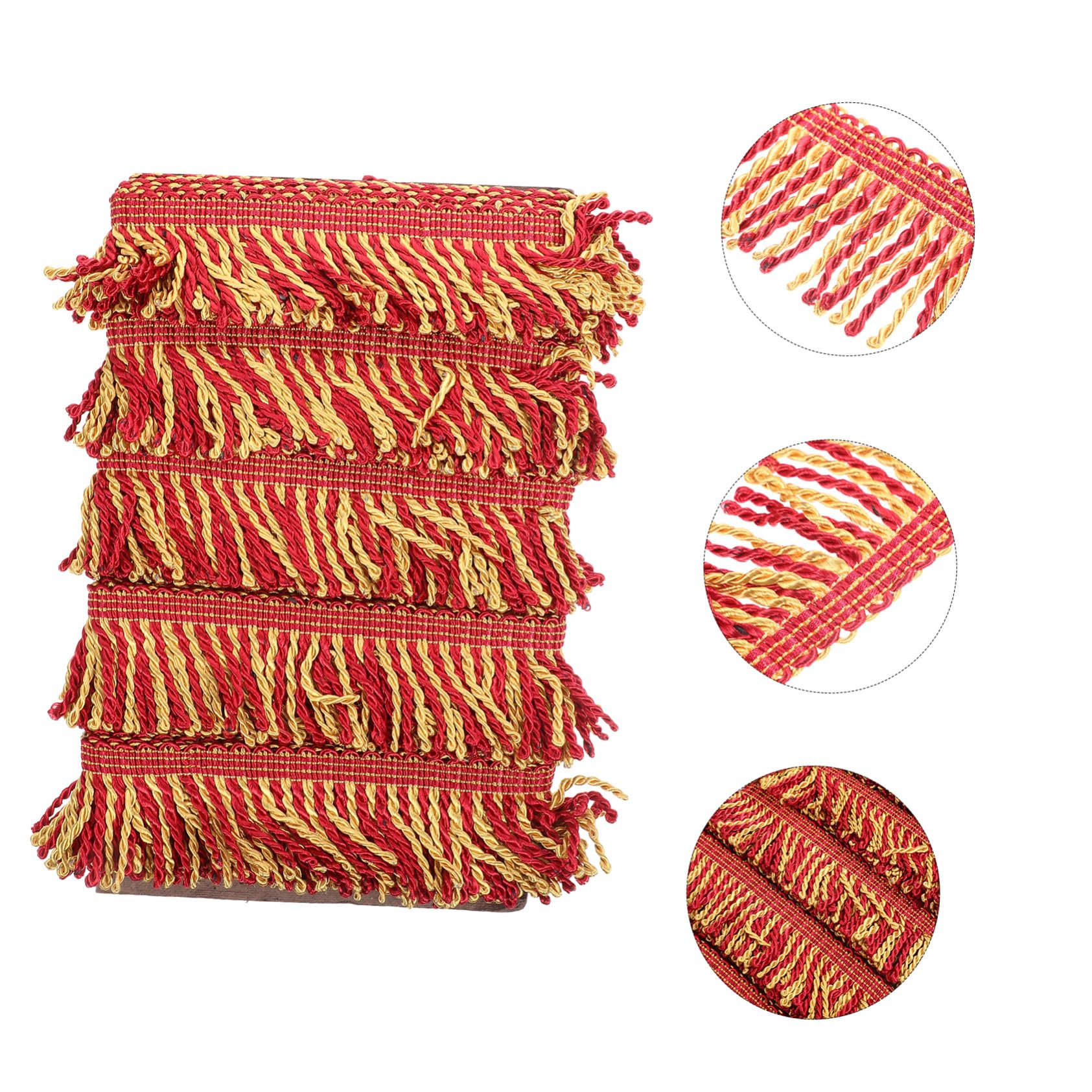 ORFOFE Frange Décorative Rideaux et Canapé Garniture à Franges Dorées et Rouges pour DIY Bordure Artisanale Lavable et Facile à Couper pour Coussins et Décorations Maison