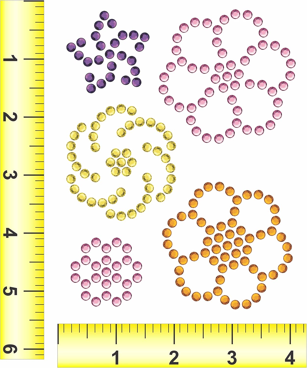 Rhinestone Genie Flowers 1.25" to 2.5" Magnetic Rhinestone Template, Black