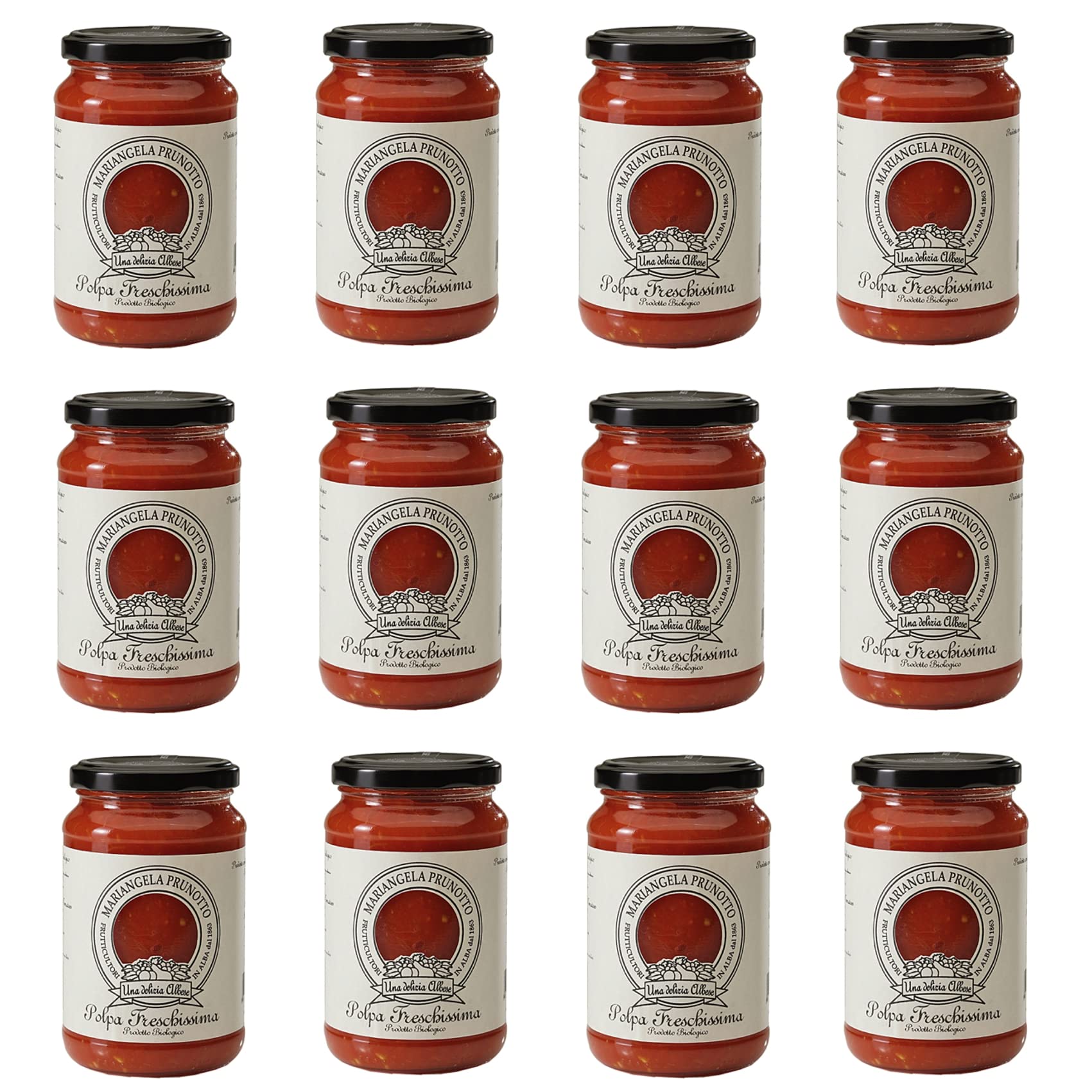 Mariangela Prunotto - Una Delizia Albese - Frutticultori In Alba Dal 1864 Azienda Agricola - Polpa Freschissima Biologica di Pomodoro 12 vasetti da 340 g (12x340g)