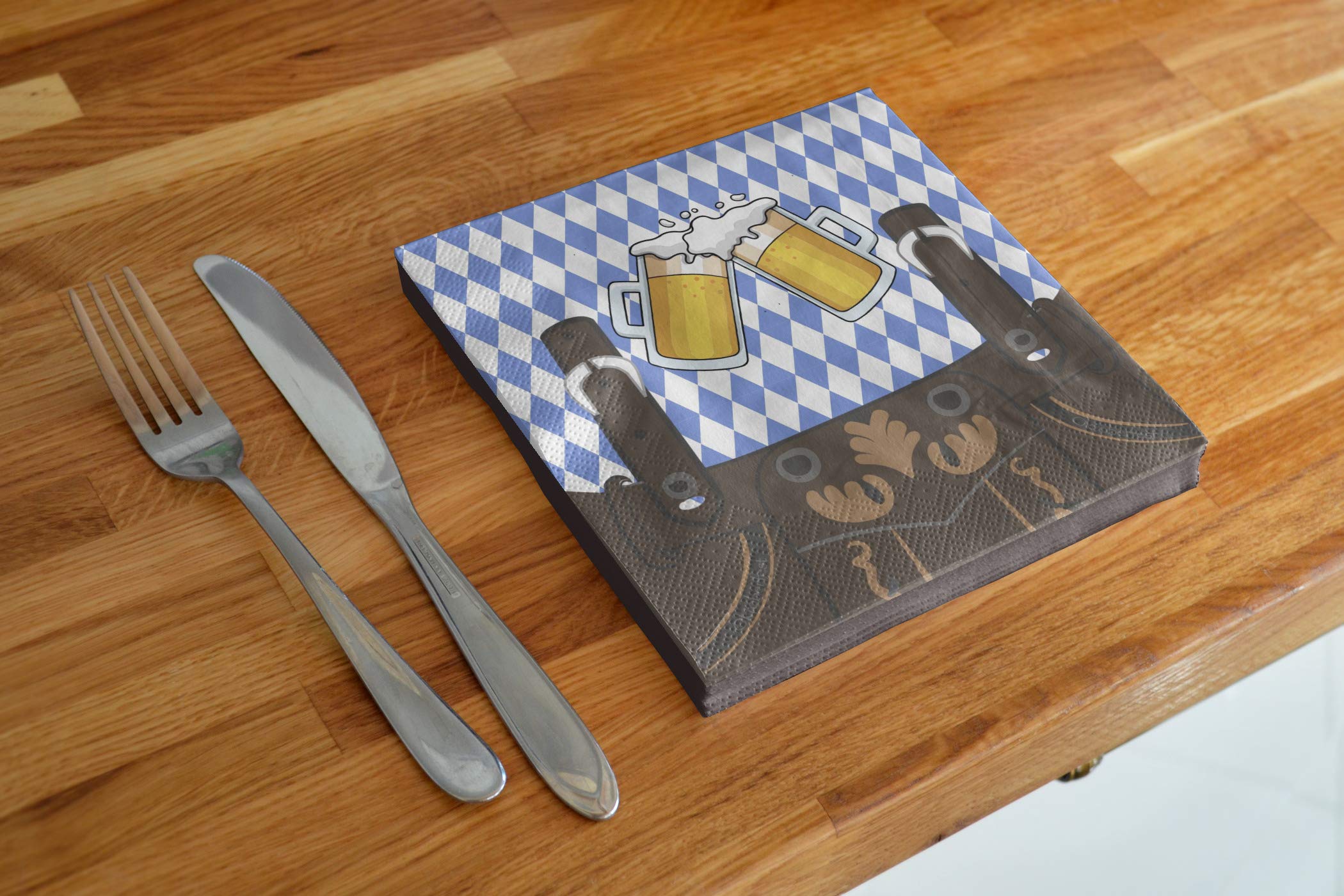 60 Tovaglioli Di Carta Oktoberfest - Decorazione Bavarese Blu E Bianca Con Motivo A Rombi E Boccali Di Birra, Per Feste E Barbecue - 2