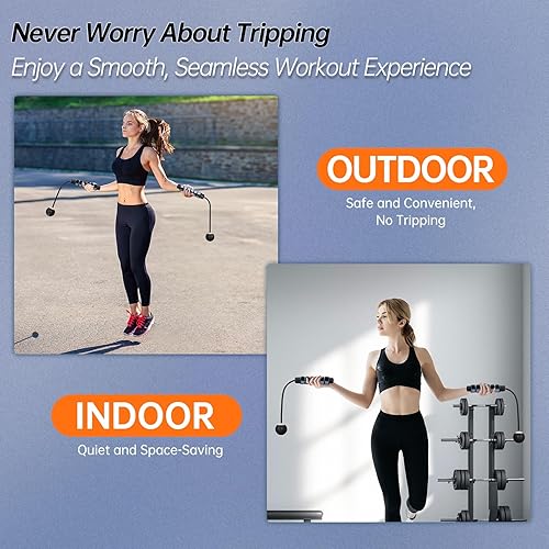 Miniatura 6 de Cuerda de saltar con peso para fitness, cuerda de saltar inalámbrica para mujeres, hombres y niños, cuerda de saltar sin cuerda para entrenamiento,