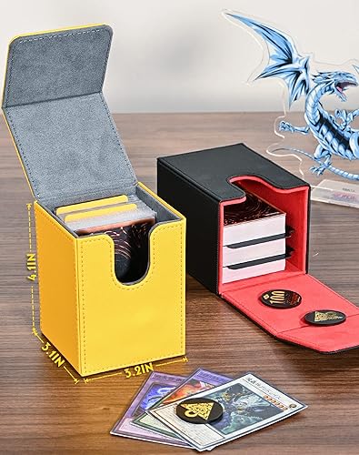 Miniatura 9 de Caja de cartas para tarjetas Yugioh MTG, más de 100 fundas con 2 divisores para TCG CCG, caja de almacenamiento de tarjetas de piel sintética