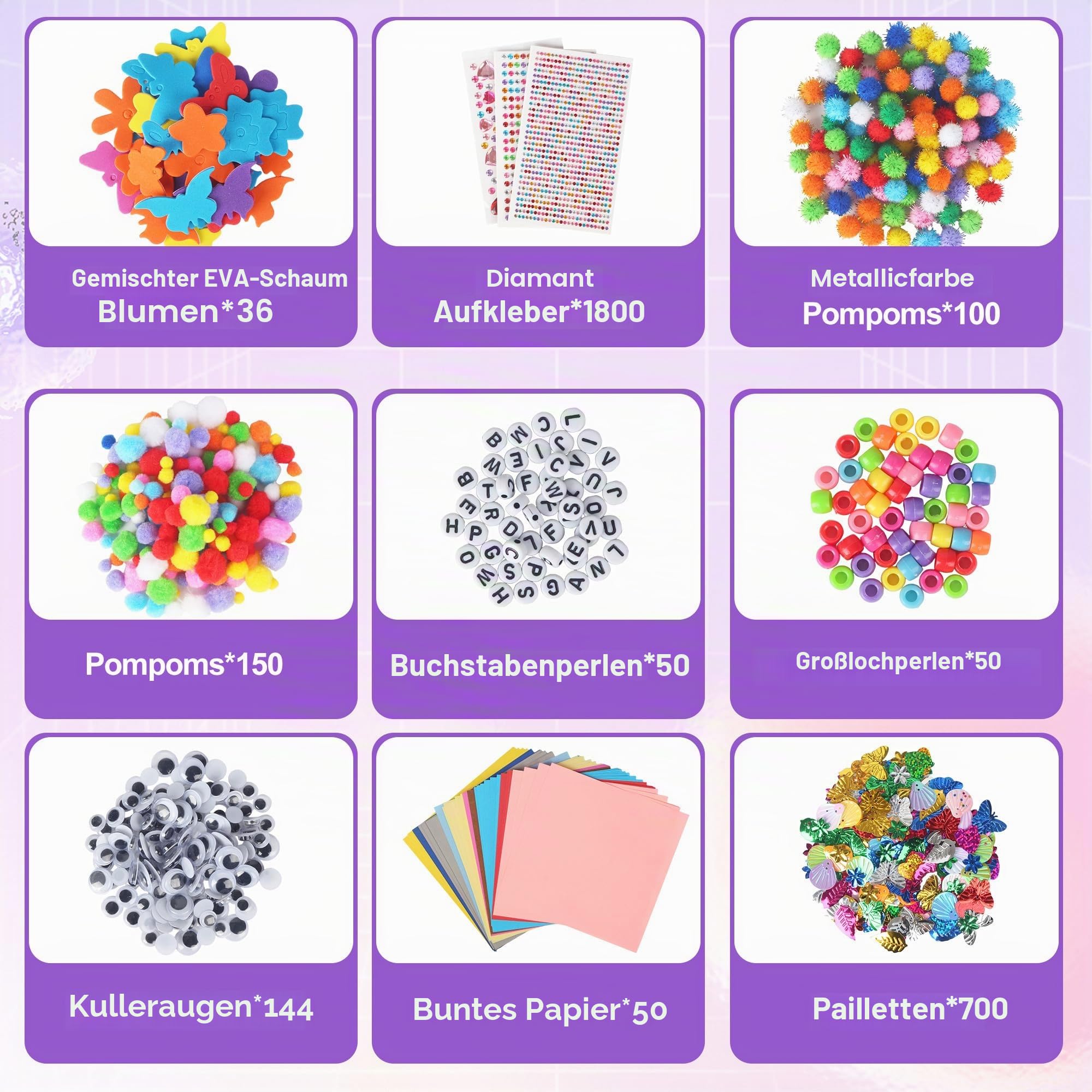 JIYANA Bastelset Kinder, 3300 Pcs Bastelkoffer Kinder mit Aufbewahrungsbox, Bastelzubehör Bastelsachen Pfeifenreiniger Material, Bastelsets für Kinder 4-12 Jahre, Kreativ Scrapbooking Bastel Sets