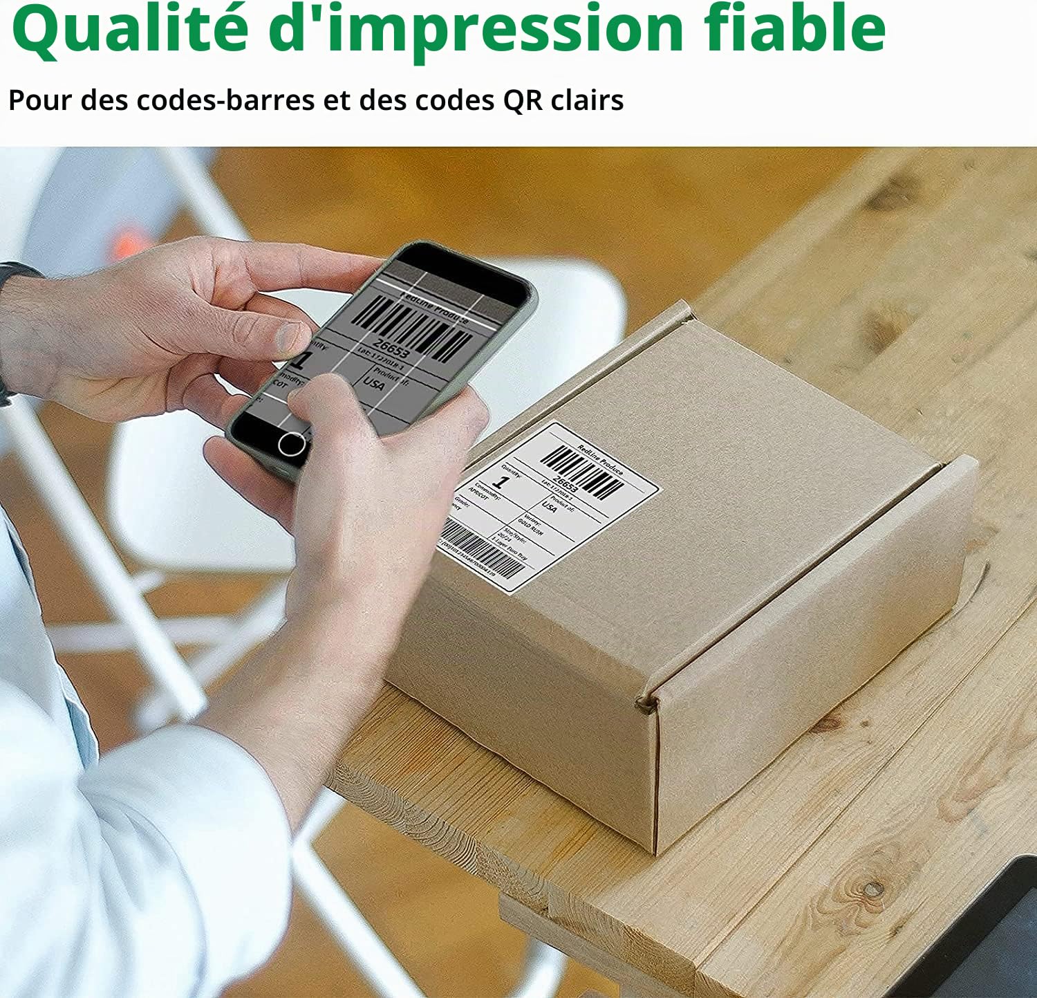 Phomemo Kit d'Impression Thermique : Porte-Étiquettes 2-en-1 & 2 Rouleaux d'Étiquettes d'Expédition 4x6 (1000 Étiquettes) - Compatible avec MUNBYN, Phomemo, Rollo - Imperméable, Sans BPA