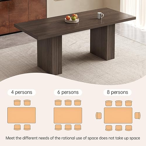 Miniatura 4 de Mesa de comedor rectangular de 66.93 pulgadas para 4-6, moderna mesa de cocina de granja con base de doble pedestal resistente para el hogar y la