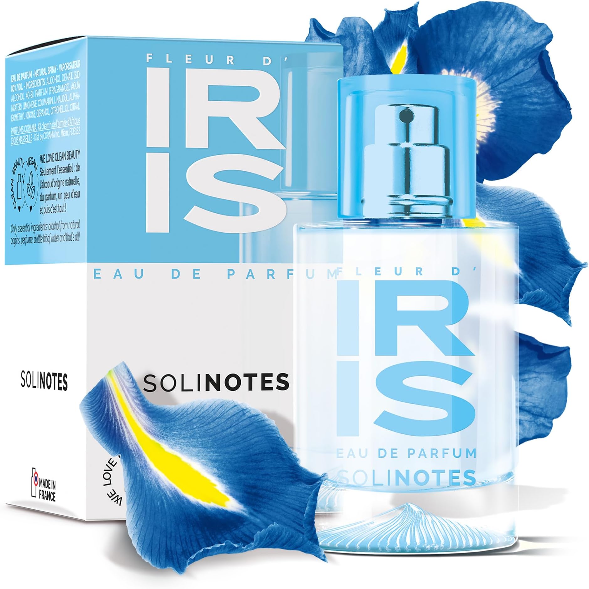 Solinotes Iris Blossom Perfume for Women & Men, 1.7 Fl Oz/ 50 ML Eau De Parfum, Delicate Floral and Soothing Scent with Premium Ingredients - Clean Perfume, Cruelty Free, Vegan, Made in France