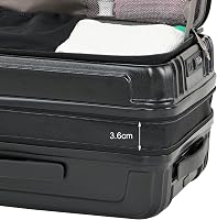 TydeCkare 20 Colos Kézipoggyász Bőrönd Laptoptartóval - Oldalsó Nyitással, Bővíthető ABS+PC Kemény Borítású Könnyű Utazótáska, Fekete 7