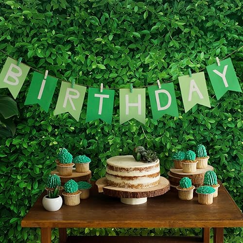 Miniatura 5 de Mixweer Telón de fondo de pared de hojas verdes de 8 x 6 pies, fotografía 3D de hierba vegetal, naturaleza, fondo de tela de poliéster para