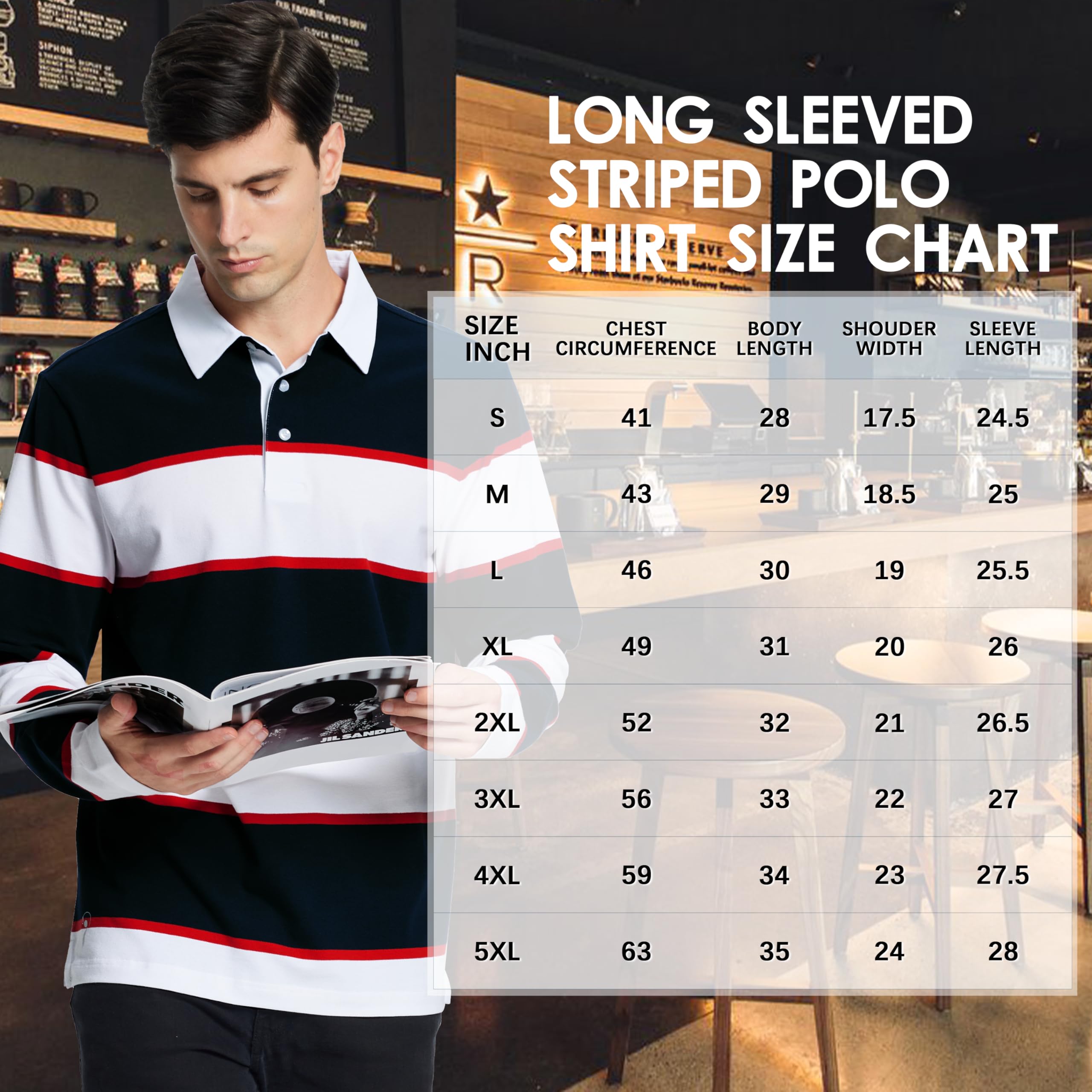Herren Poloshirts Langarm Gestreift Dry Fit Casual Kragen Pique Golf Polo Shirts für Männer