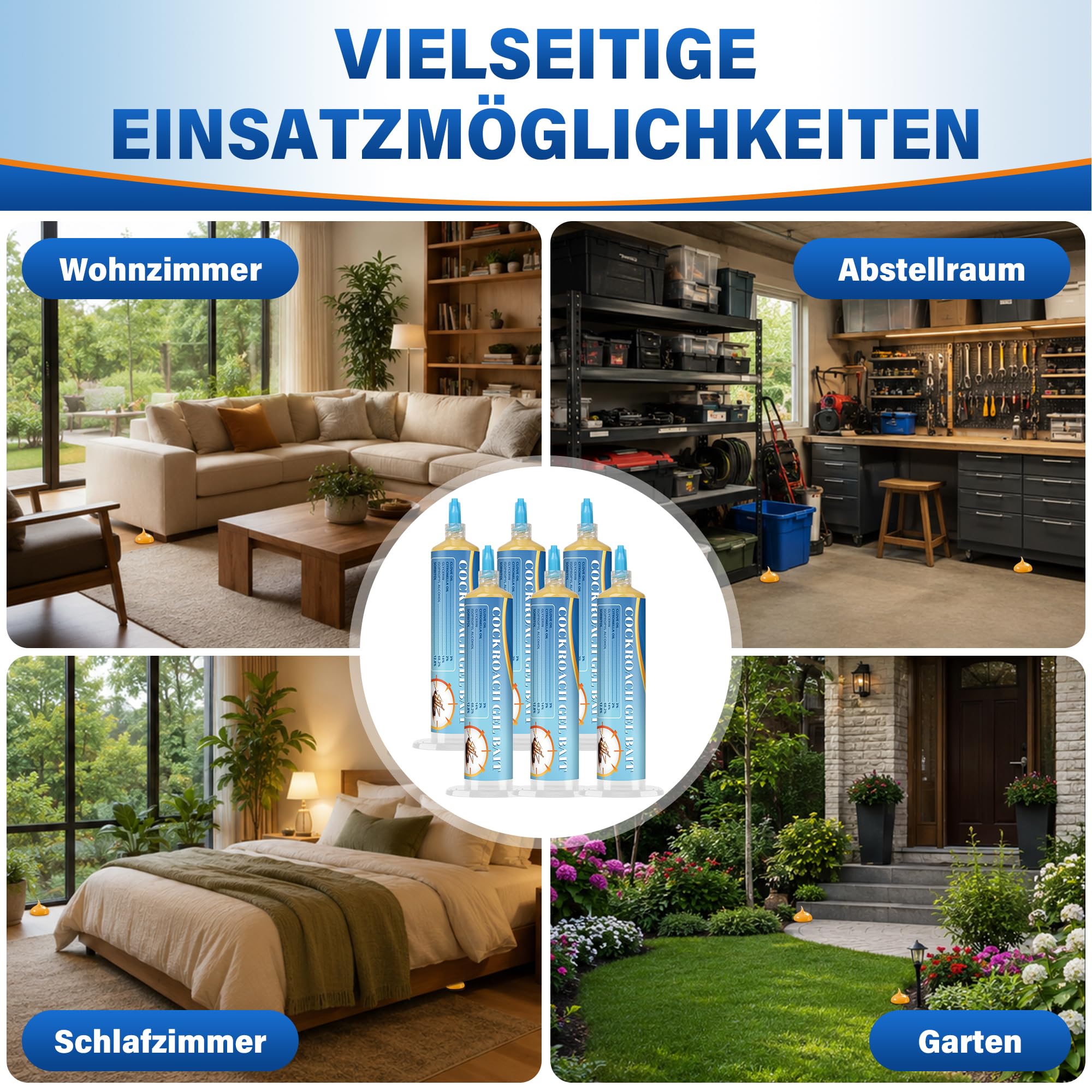 6 Stück Kakerlake Abwehrmittel, 6 * 30G Kakerlakenschutzmittel, Langanhaltender Kakerlakenabwehr für Innen und Außen, für Küche, Bad, Garage und Keller