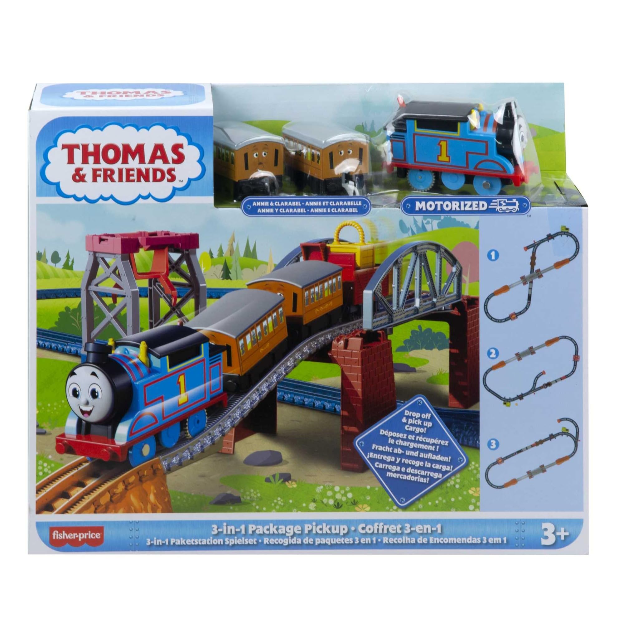 Thomas y sus amigos Set de juego 3 en 1 Pistas para coches de juguete con tren motorizado y accesorios (Mattel HGX64)