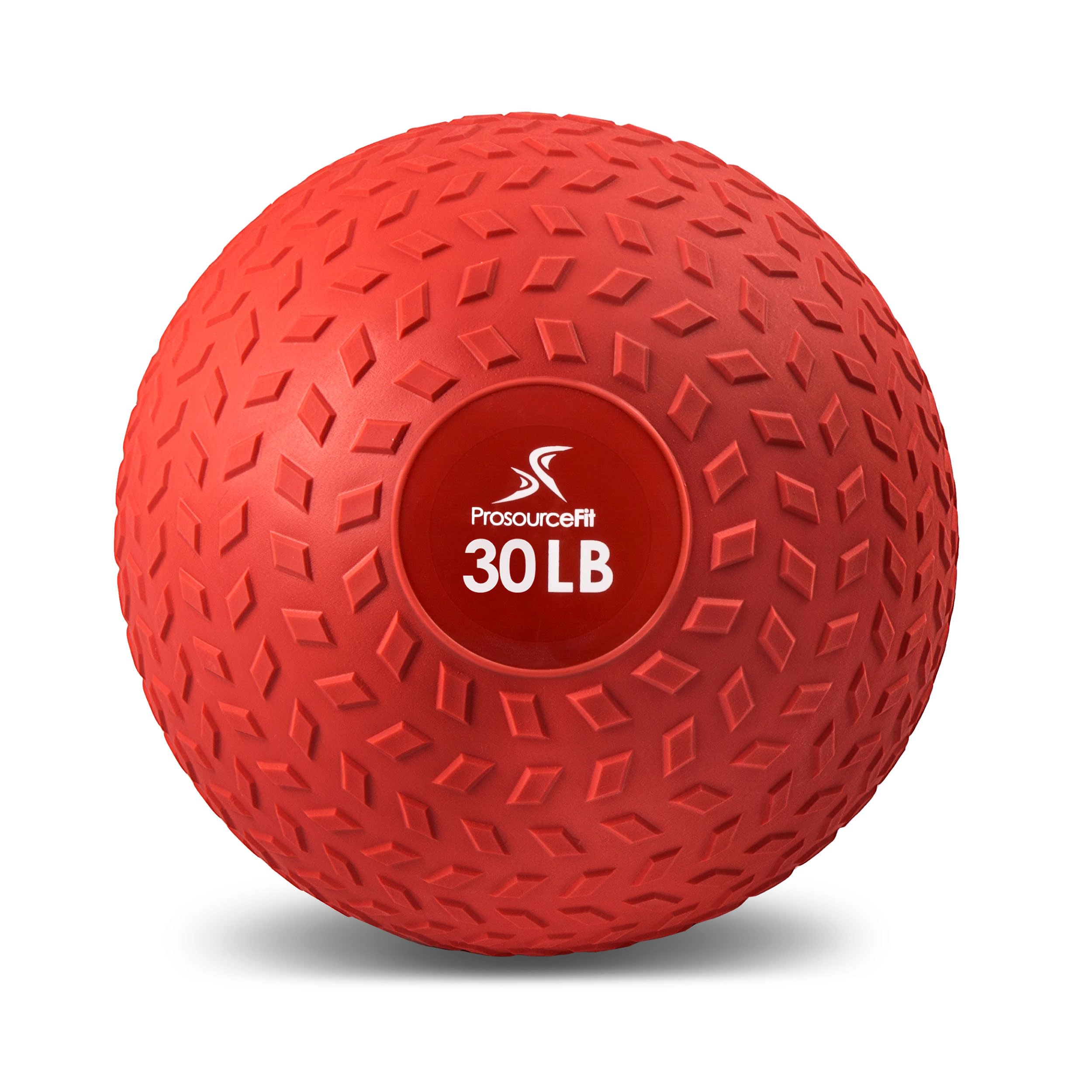 ProsourceFit Slam Medicine Ball, Tread Textured Grip Dead Weight Balls for Strength and Conditioning Exercises, Cardio and Core Workouts, 30lb, Red