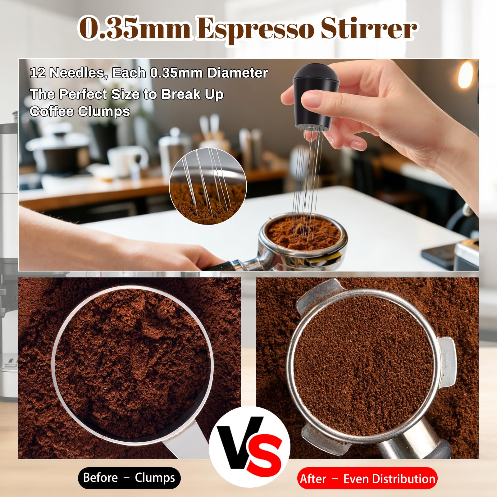 Kit Barista 51mm con Tamper 51mm, Pressino Caffè 51mm, Anello Dosatore, Tool WDT 12 Aghi, Dosatore Caffè per Moka, Distributore Caffè e Tappetino Macchina Caffè in Silicone, Set Accessori Portafiltro