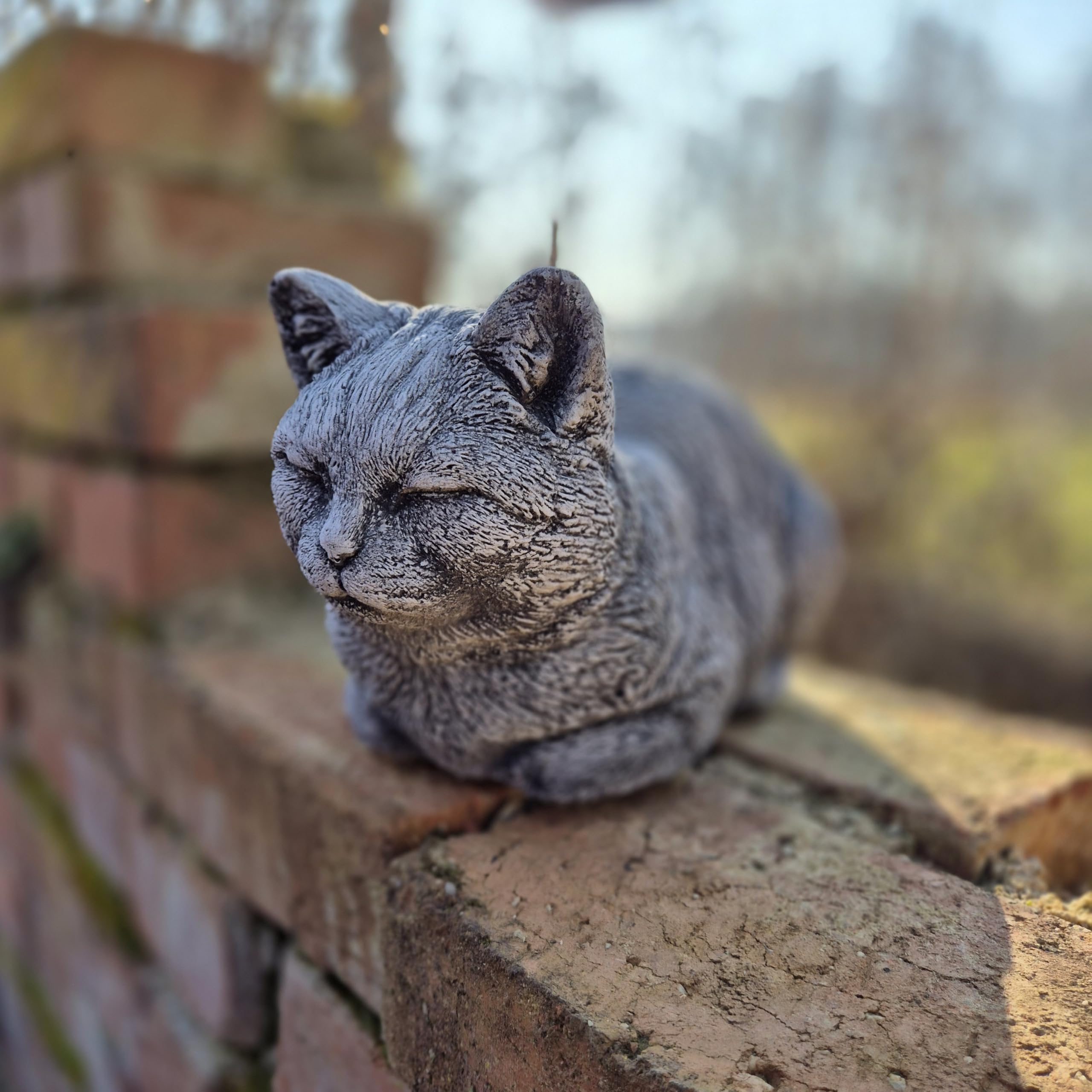 FABRIQ Statua da giardino gatto seduto 17 cm – statuetta in pietra gattino 9 kg – figura animale in pietra – resistente alle intemperie e al gelo