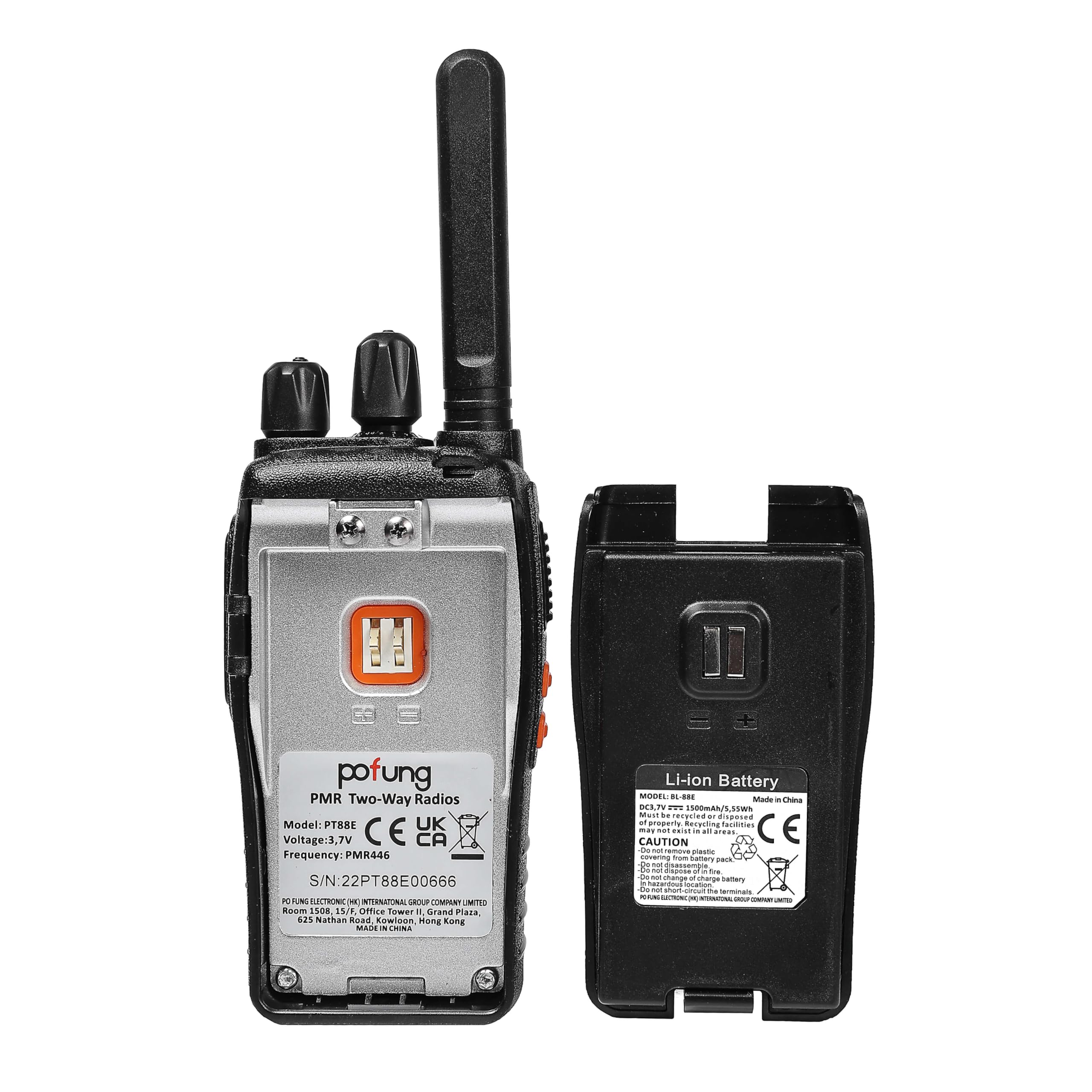 PT88E Talkie Walkie Professionnel, Chargeur à 6 Voies, PMR446 VOX Longue Portée Talkie Walkie pour Restaurant Hôtel Hospitalité École (6 pièces, Oreillette)