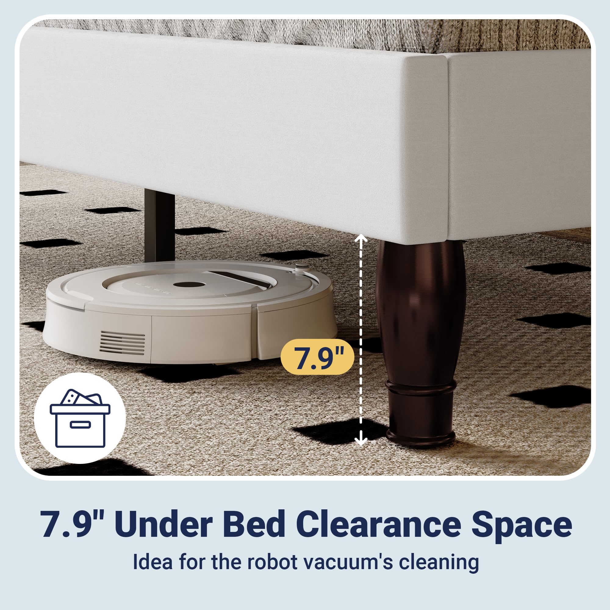 Allewie King Bed Frame with Adjustable Velvet Tiara Headboard, Upholstered Diamond Button Tufted Platform Bed, Wood Slats Support, No Box Spring Needed, Mattress Foundation, Easy Assembly, Black: White King