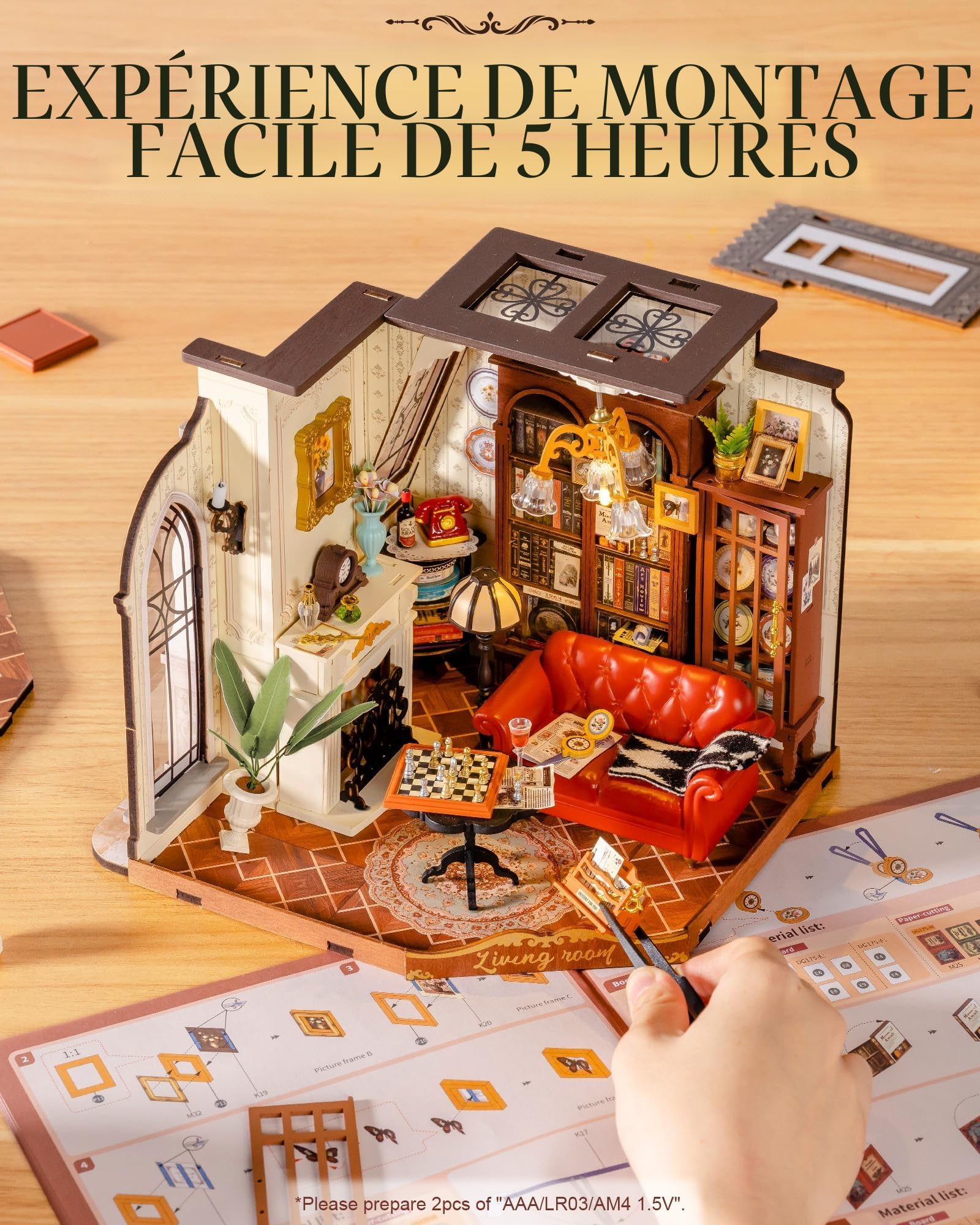Rolife Maison de Poupée Miniature Le Salon de Catherine Kit de Modèle de Maison en Bois à Construire pour Adultes Décoration d’Intérieur Cadeau d’Anniversaire pour Filles