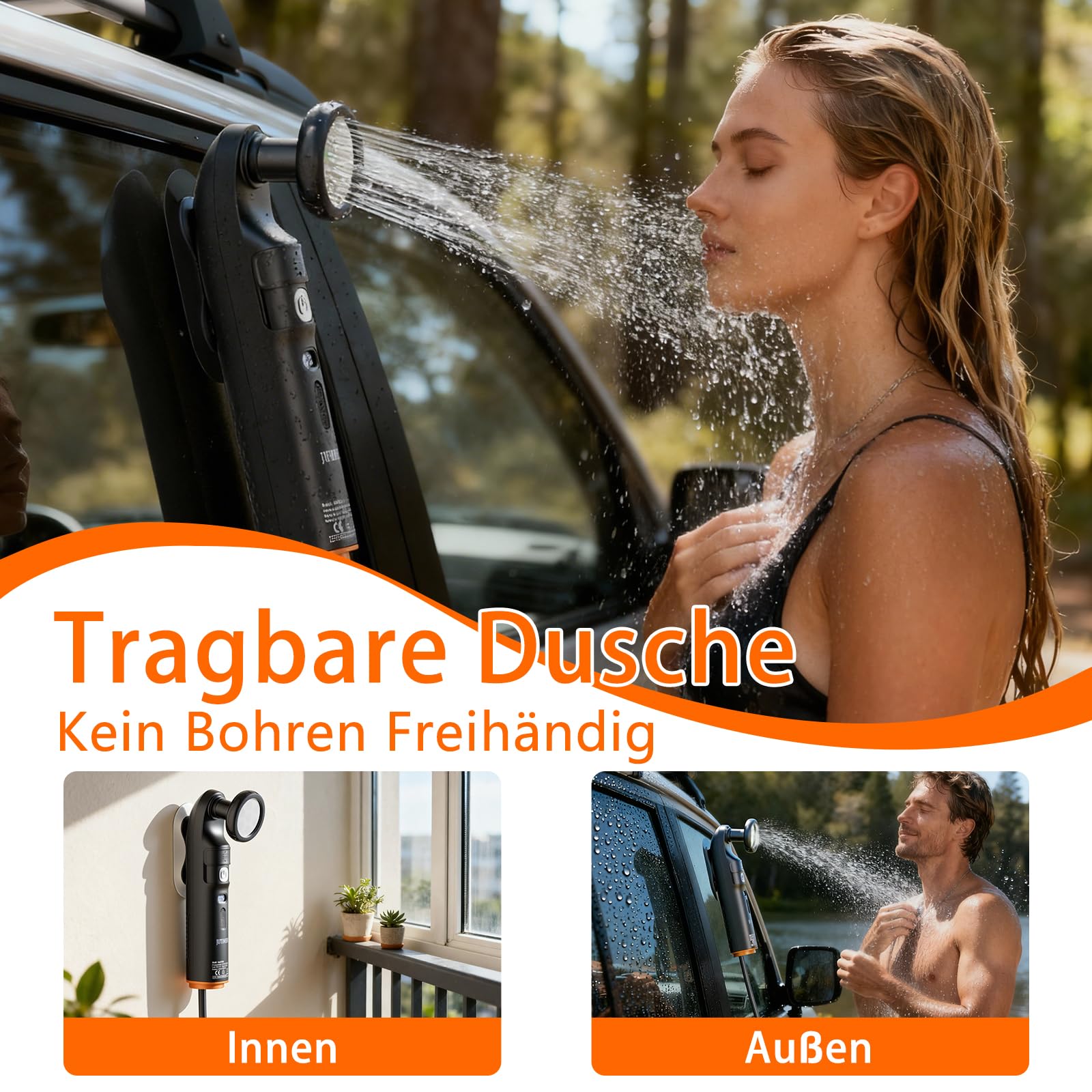 Tragbar Po Dusche Elektrisches Bidet, 2.5L Wassertank für Reise Outdoor & Wandern, ersetzt Feuchtes Toilettenpapier, ideal für Männer, Frauen, Schwangerschaft & Reisen,Duschbrause
