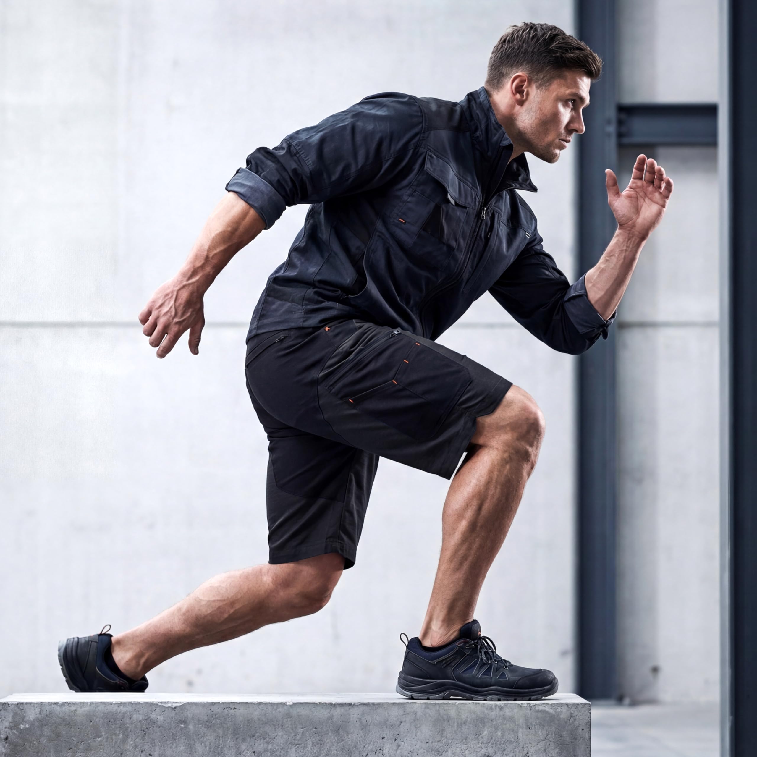 ACE Constructor Herren Hybrid-Arbeitshose kurz - Outdoor-Cargoshorts mit Cordura und Stretch-Gummizug für Männer - 44 bis 66