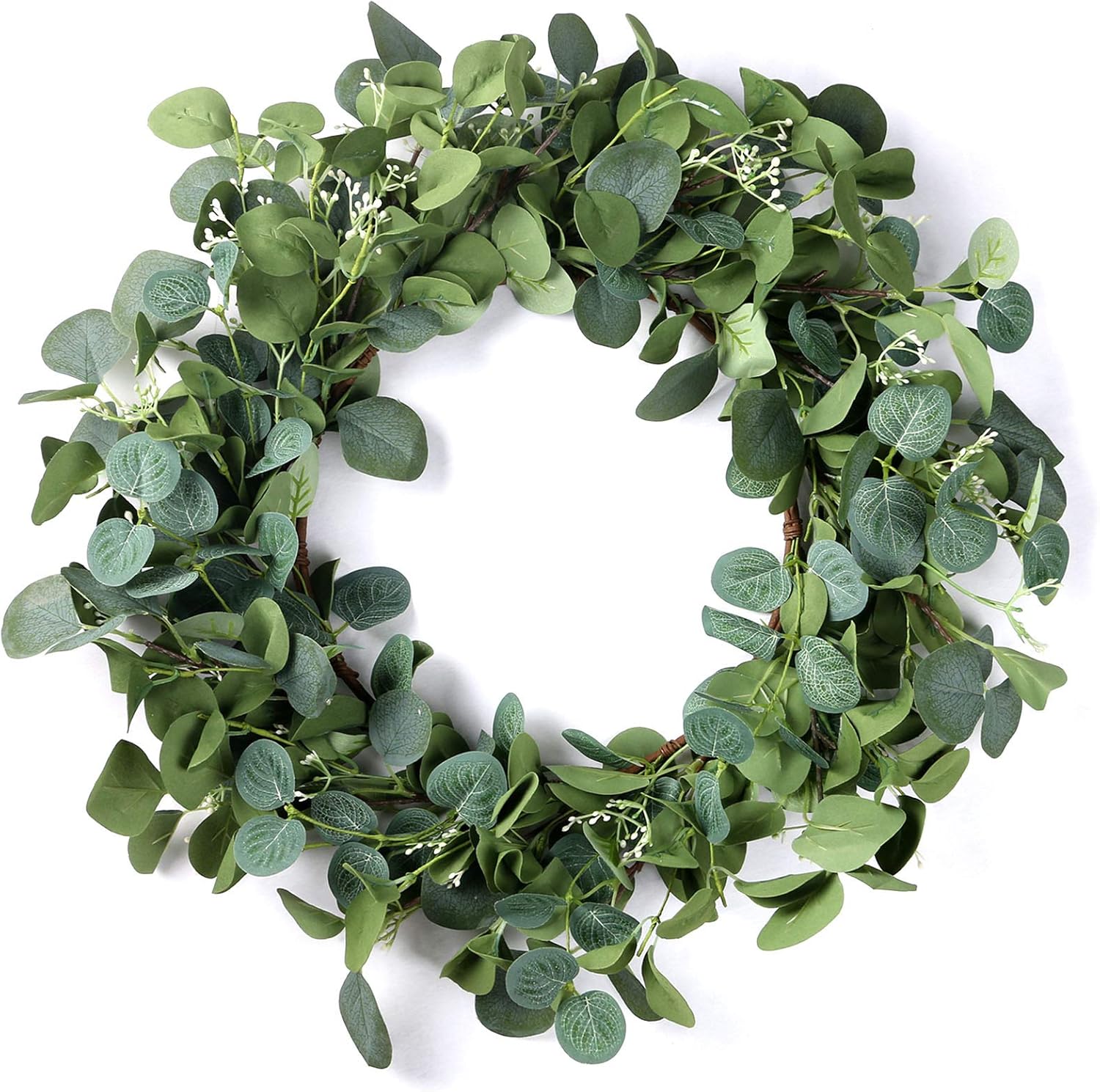 Eucalyptus Wreath 19 Inches Artificial Green Leaf Wreaths for Front