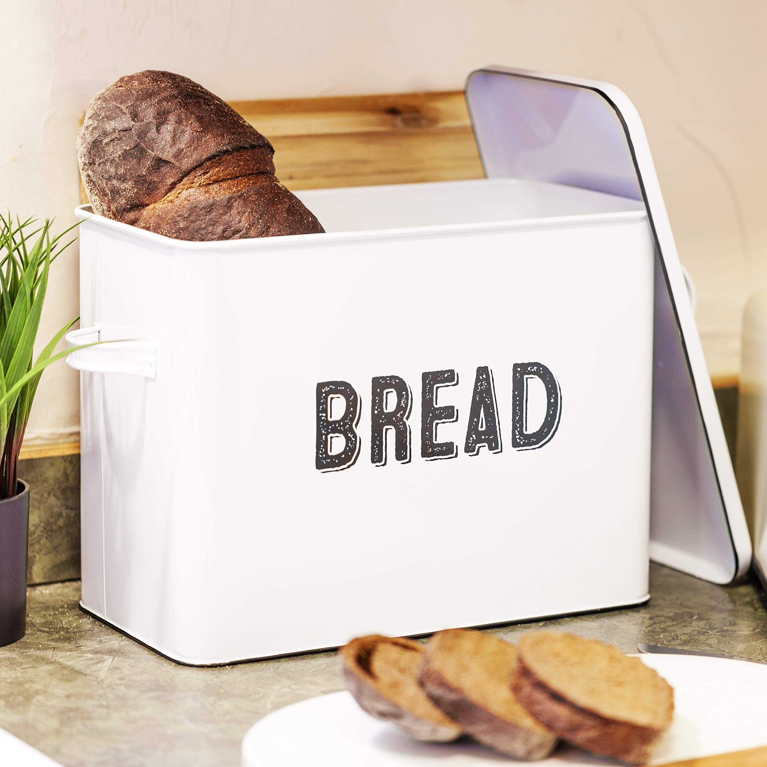 Stylish Farmhouse Bread Box For Kitchen Countertop Extra Large Breadbox Holds 2+ Loaves Of