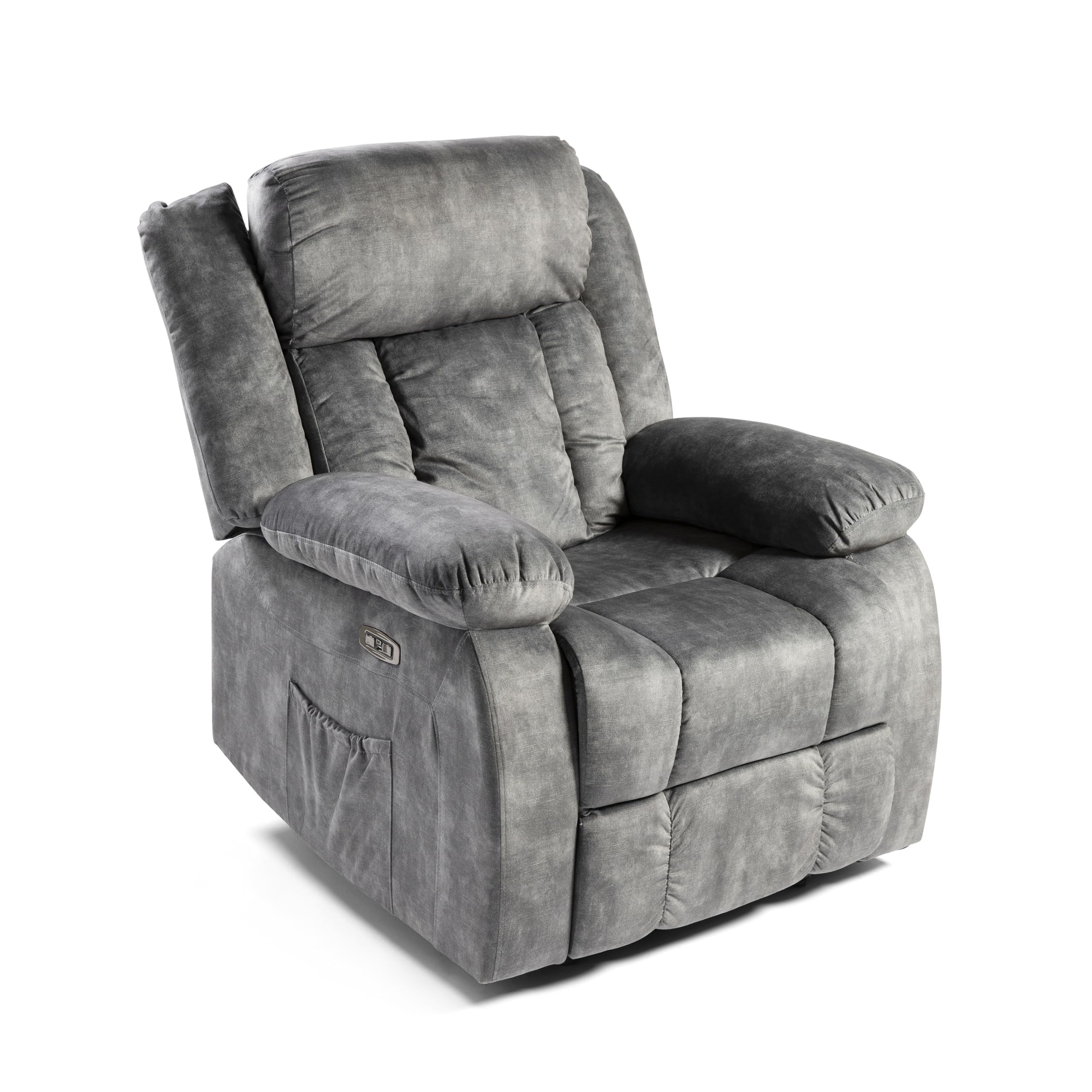 DUPI Sillón Relax Eléctrico INNOVA | Reclinable con Reposacabezas y Control Lateral | Carga USB | Tela Transpirable | Fácil Montaje | Gris Magia
