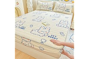 Bedding Bed Sheets, Latex Ice Silk Fitted Sheet and Pillowcase Set