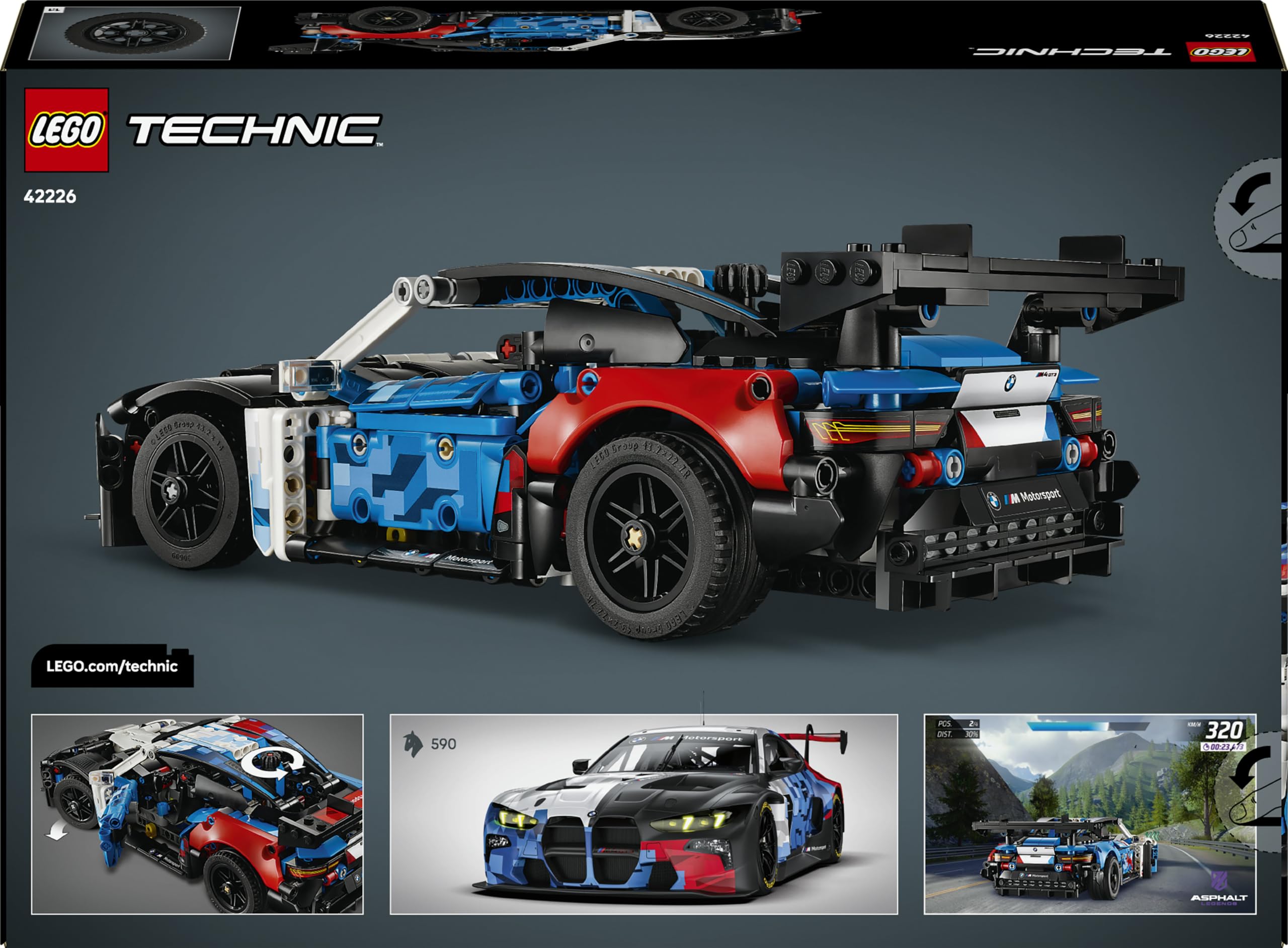 LEGO Technic Coche de Carreras BMW M4 GT3 EVO de Juguete - Kit de Maquetas con Motor V6, Dirección y Puertas Que se Abren - Regalo Gamer para Niños de 11+ Años y Adolescentes - 42226