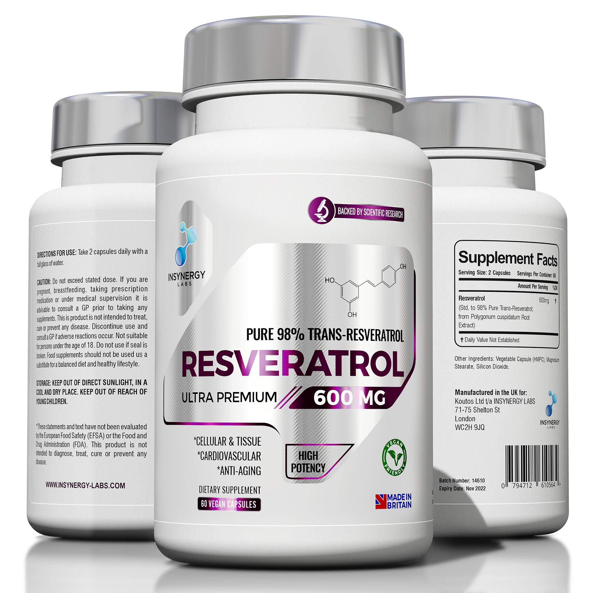 Ultra Premium Resveratrol 600mg Highest Strength Trans Resveratrol in