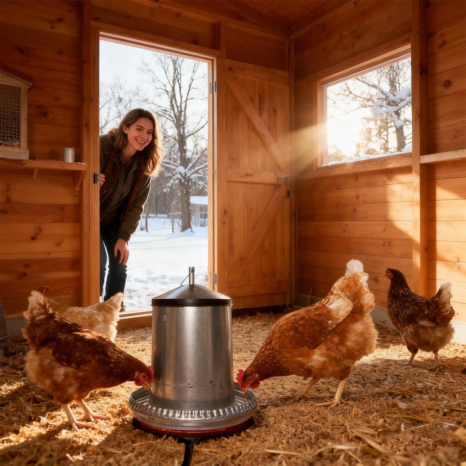 Chauffe-Eau pour Volaille, Base en Silicone 20W avec cordon de 180 cm, Base Chauffante pour Abreuvoir avec Thermostat, Maintient l’Eau Liquide en Hiver, Idéal pour Poules, Canards et Oiseaux de Ferme