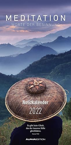 Meditation 2022 - Sreifenkalender 22 x45 cm - mit einer Spalte für Geburtstage und einer für Eintragungen - Familienkalender - Familienplaner: Worte der Besinnung