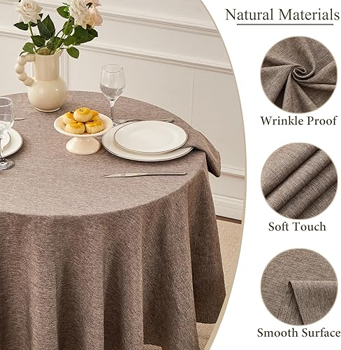 Miniatura 4 de Mantel rectangular, impermeable y resistente a las manchas, estilo de lino, estilo granja, lavable de imitación decorativo, mantel de tela para