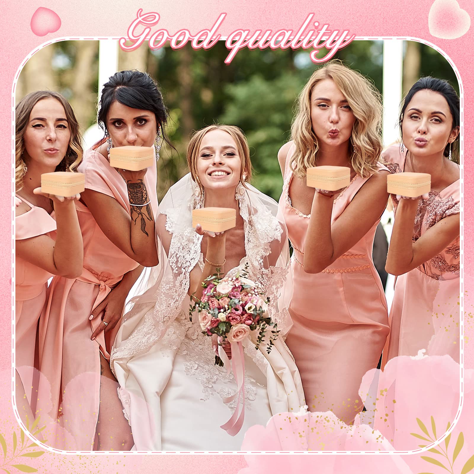 Leezmark Lot De 8 Boîtes à Bijoux De Voyage En Velours Pour Demoiselle D' Honneur - Boîte Cadeau Portable Pour Demande En Mariage - Petite Boîte à Bijoux - Vert