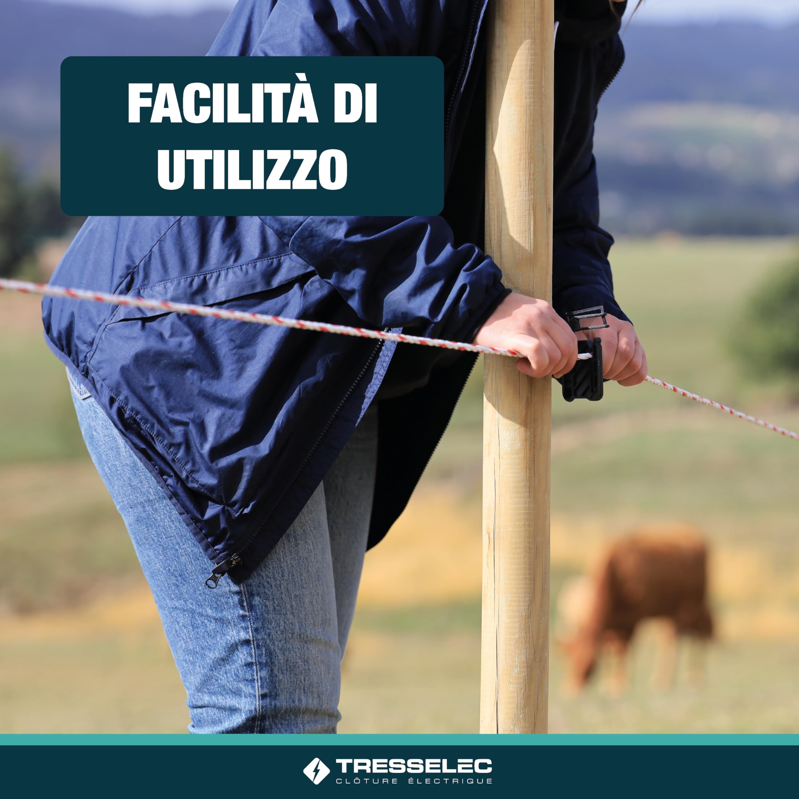 Isolatori a vite per recinzioni elettriche - Confezione da 50 pezzi - Per funi, corde, nastri fino a 40 mm - Da avvitare - Per pali in legno - Chiusura a clip