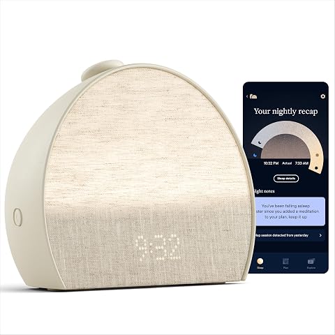 Hatch Sleep Clock Bedside Sleep Tracker, Smart Light and Sound Machine, Putty