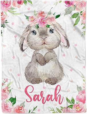 Arteaga Personalized Baby Blankets for Girls, Customized Baby Blankets for Girls, Bunny Baby Blanket, Best Gift for Baby, Newborn, King