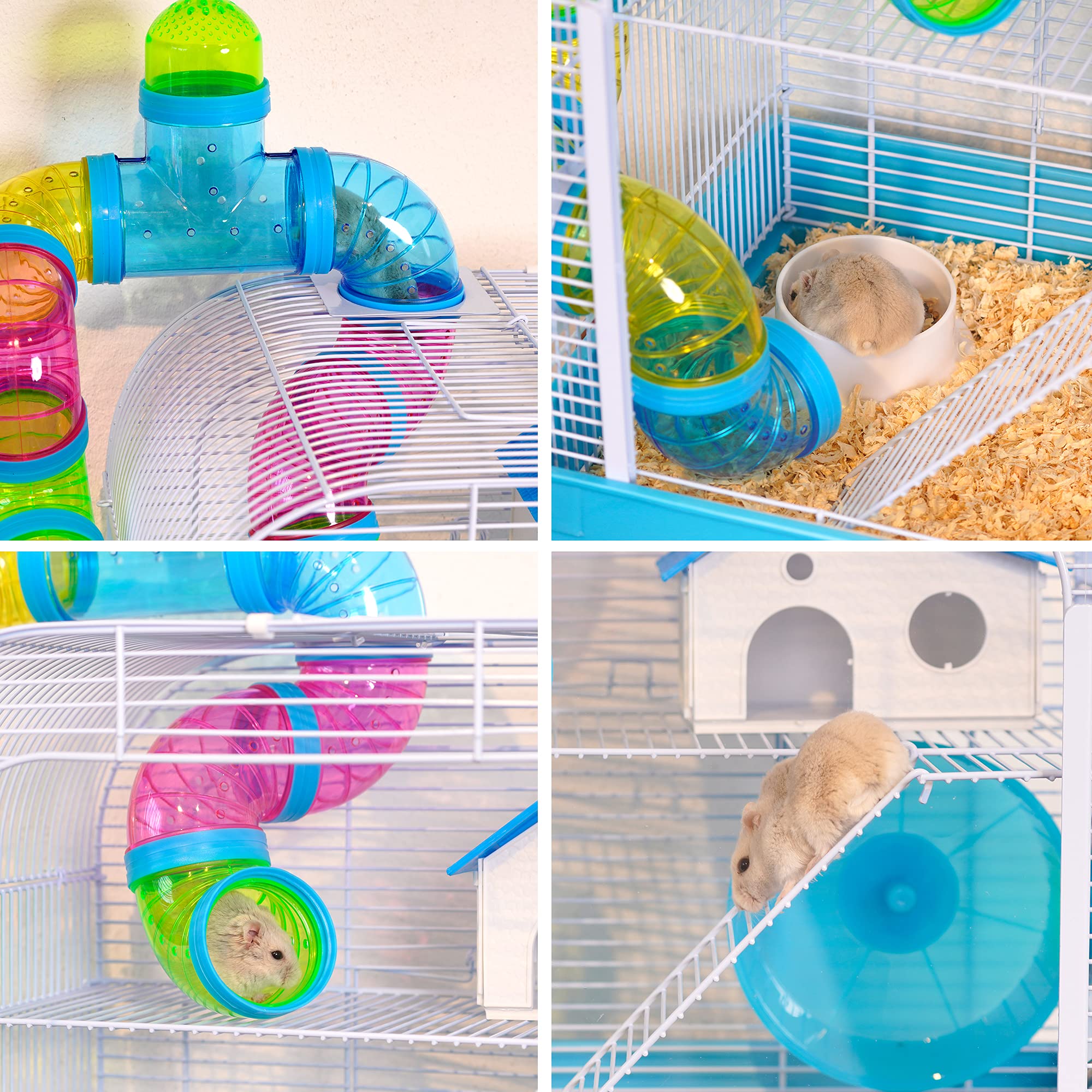 DZL® Jaula para Hamster(39.5X29.5X38CM) Color Azul/Purpura/Rojo se Entrega al Azar,Aviso Importante: el metacrilato Lleva un Protector de Papel Que se Quita!