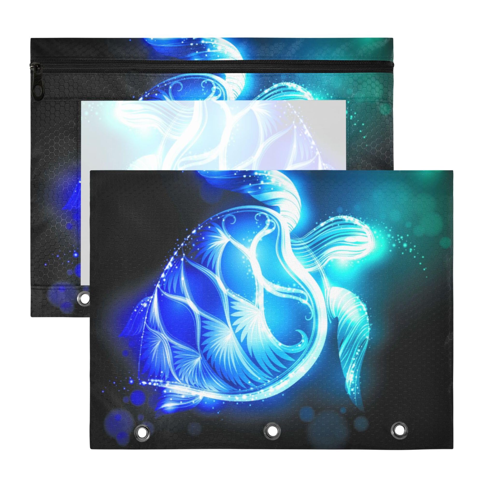 Fisyme Turtle Binder Pockets Pencil Pouch for 3 Ring Binder A4 Zipper Document Folders