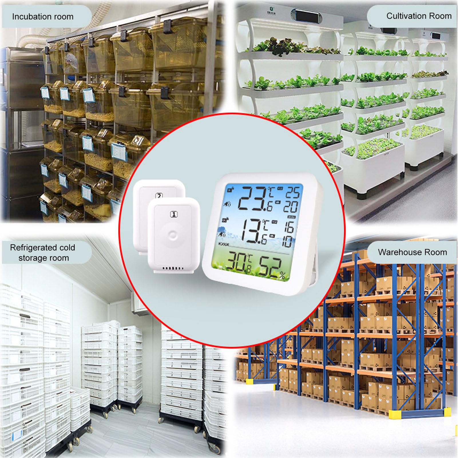 generico termometro digitale wireless igrometro con portata di 100 m per frigorifero e congelatore, interno ed esterno, ampio display LCD, sensore di temperatura wireless