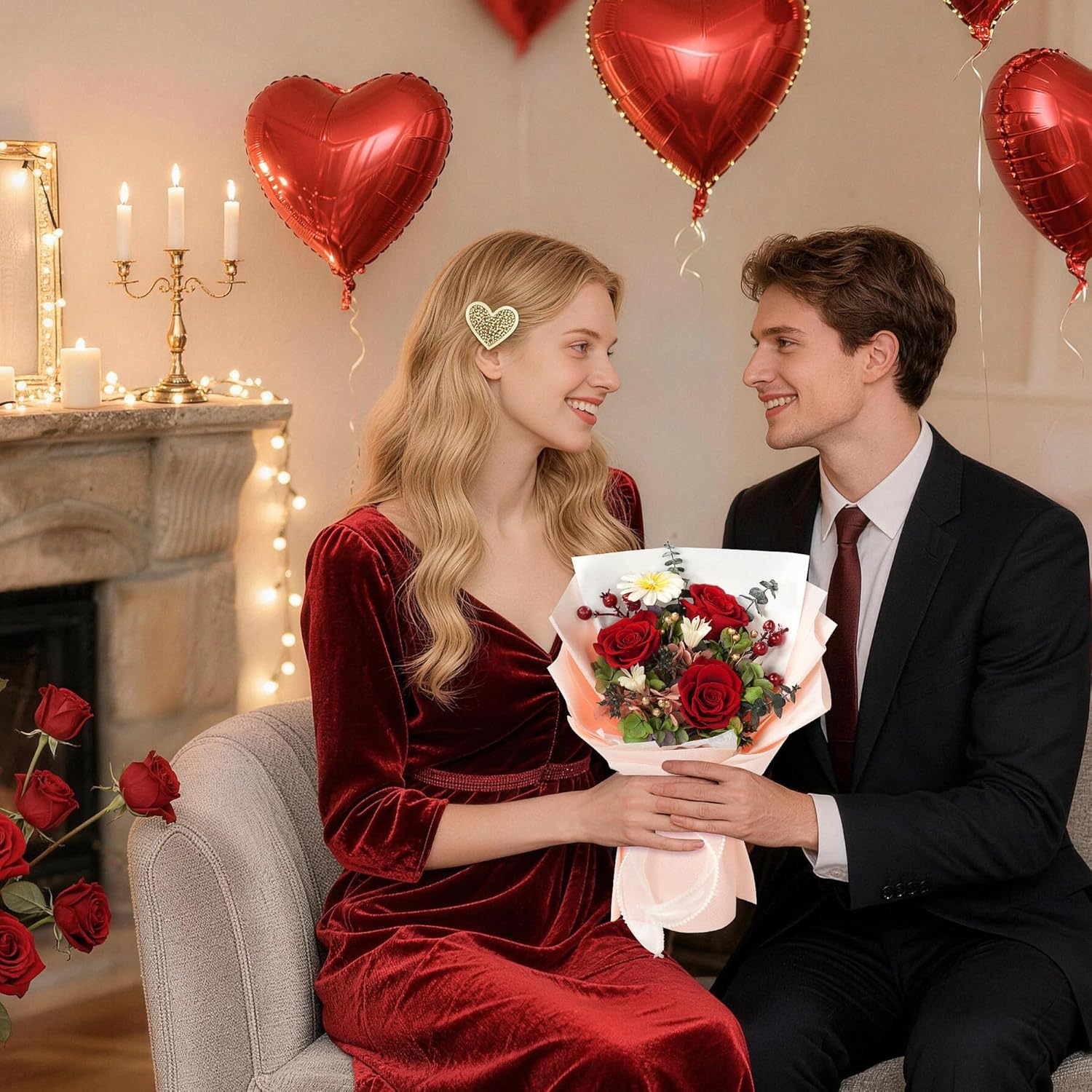 Childom Valentines Day Rose Gifts for Her,Birthday Gifts for Women,Preserved Flowers for Delivery,Red Real Roses Bouquets,Mothers Day Flowers Gift for Mom,Wife,Grandma,Sister,Anniversary - Image 2